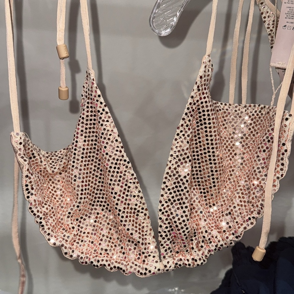 🔥 NWT (SET) LIMITED EDITION SKIMS Sequin 2 PC (Top & Bottom) CLAY - Picture 11 of 13